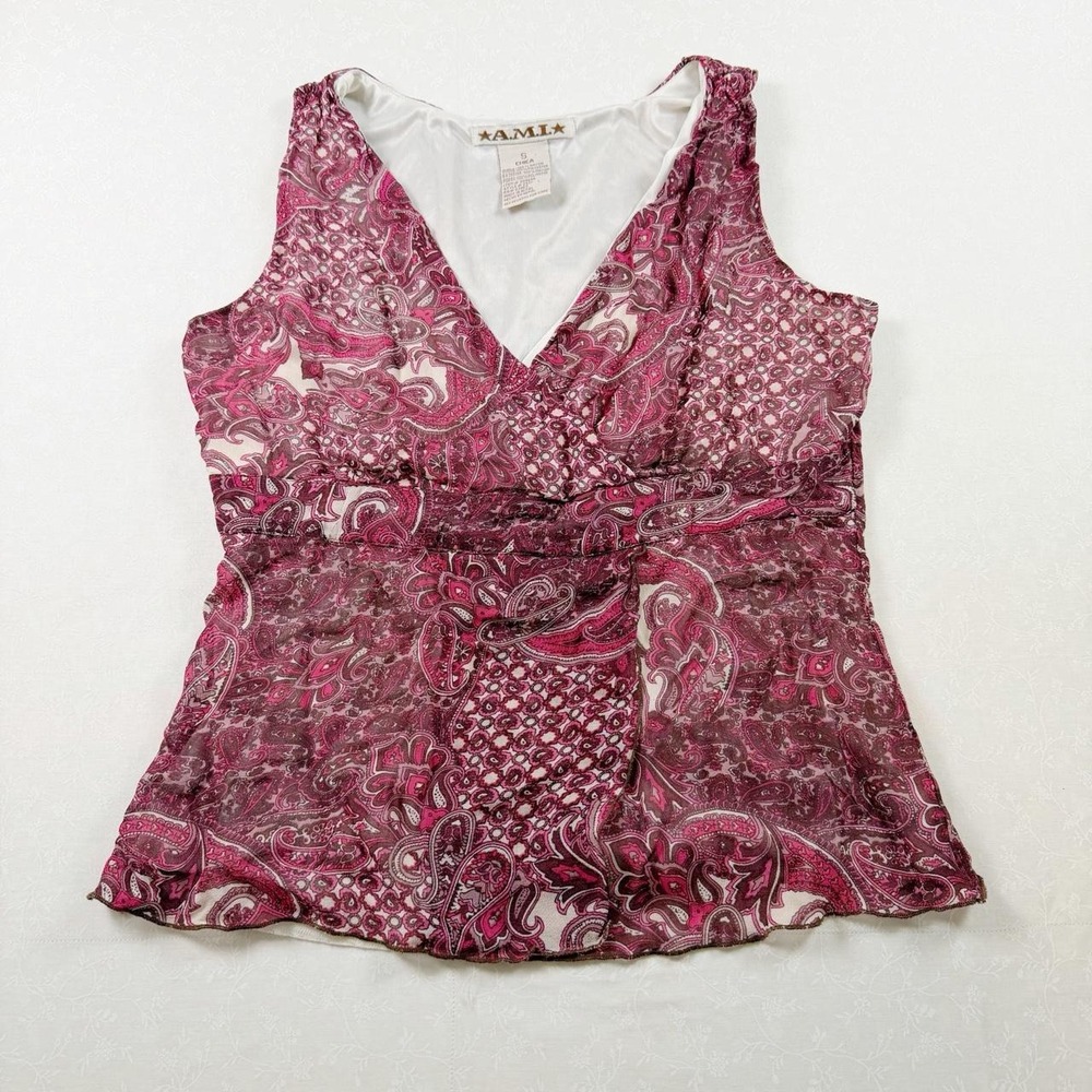Vintage A.M.I. Pink Paisley Layered Tank Top — Size S 💗